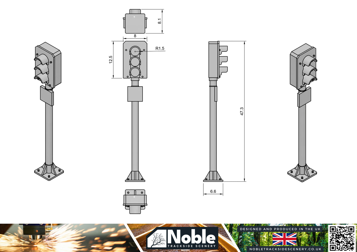 3 Aspect Signal - OO Gauge 1:76 (Pack of 6) | Model Railway Scenery