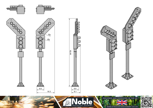 3 Aspect feather Signal - OO Gauge 1:76 (Pack of 6) | Model Railway Scenery