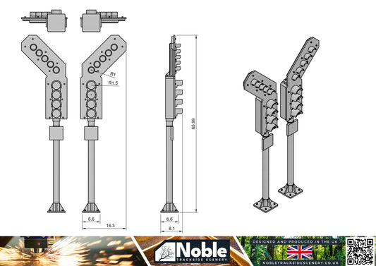 4 Aspect feather Signal - OO Gauge 1:76 (Pack of 6) | Model Railway Scenery