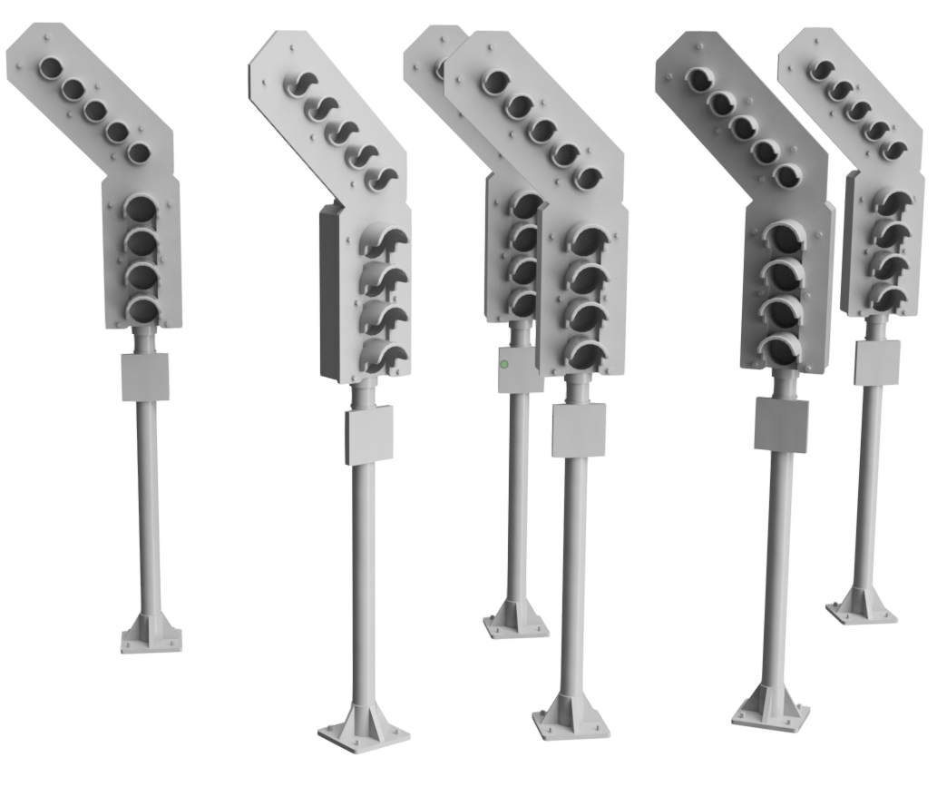 4 Aspect feather Signal - OO Gauge 1:76 (Pack of 6) | Model Railway Scenery