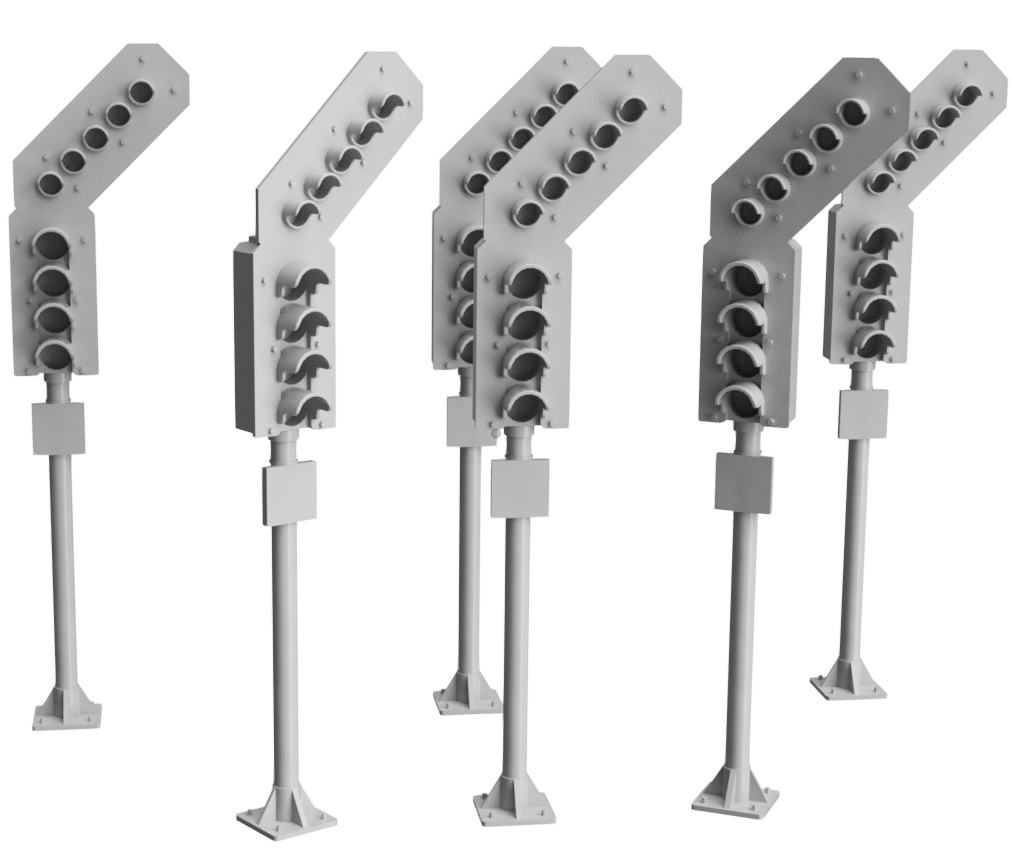 4 Aspect feather Signal - OO Gauge 1:76 (Pack of 6) | Model Railway Scenery