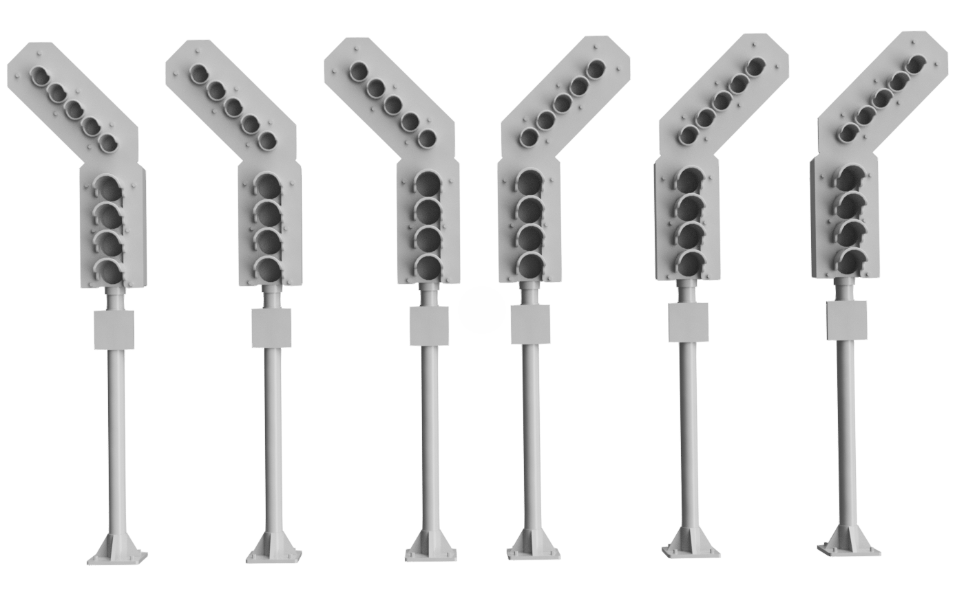 4 Aspect feather Signal - OO Gauge 1:76 (Pack of 6) | Model Railway Scenery