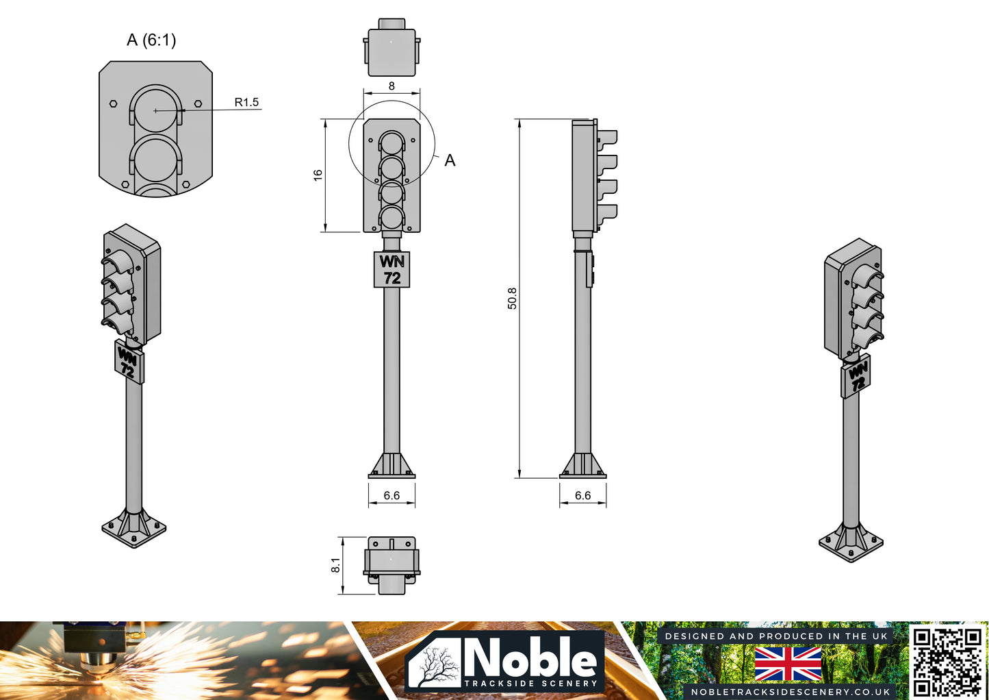 4 Aspect Signal - OO Gauge 1:76 (Pack of 6) | Model Railway Scenery