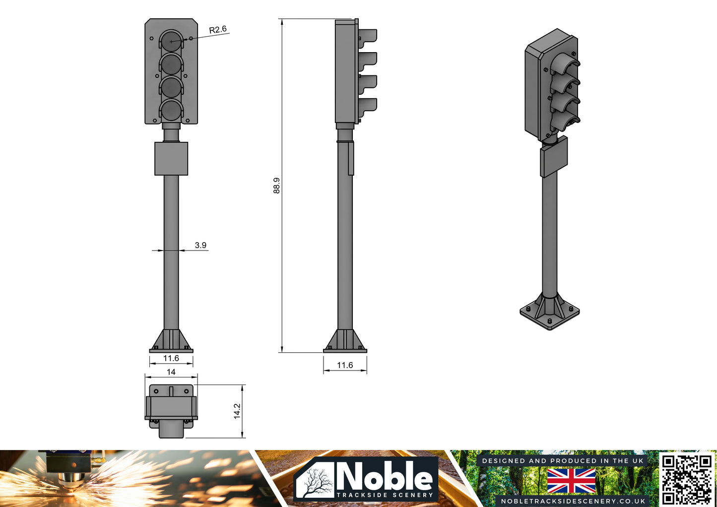 4 Aspect Signal - O Gauge 1:43 (Pack of 6) | Model Railway Scenery