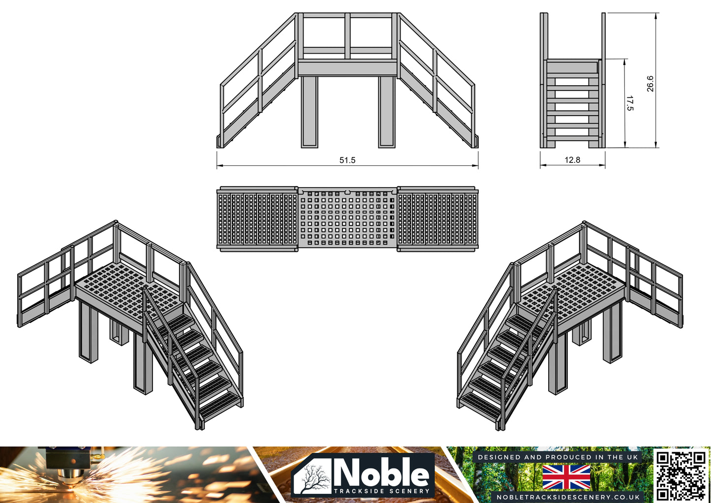 Model railway layout scenery - Driver access platform OO Gauge 1:76 pack of 2