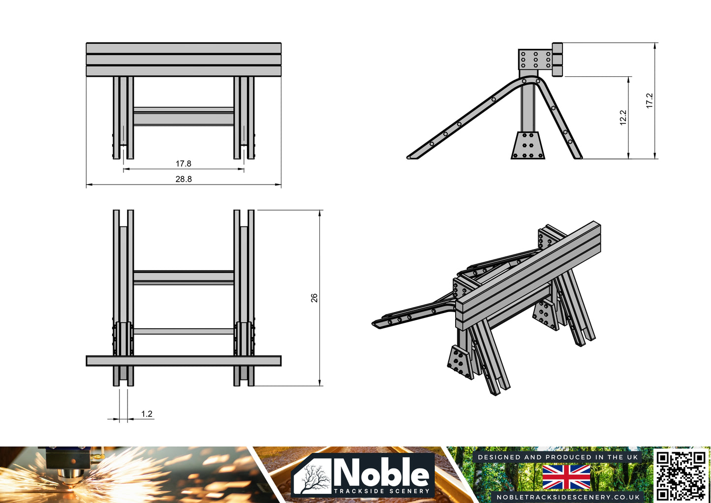 Model railway scenery - Buffer Stop OO Gauge 1:76 Scale - Pack of 2