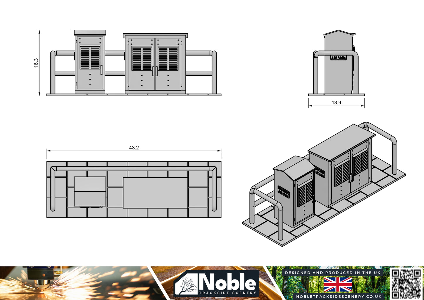 Lineside Electrical Cabinets - OO Gauge 1:76 (Pack of 3) | Model Railway Scenery