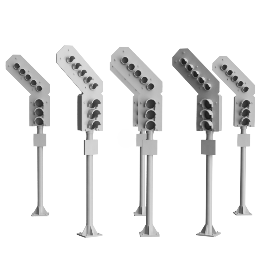 3 Aspect feather Signal - OO Gauge 1:76 (Pack of 6) | Model Railway Scenery