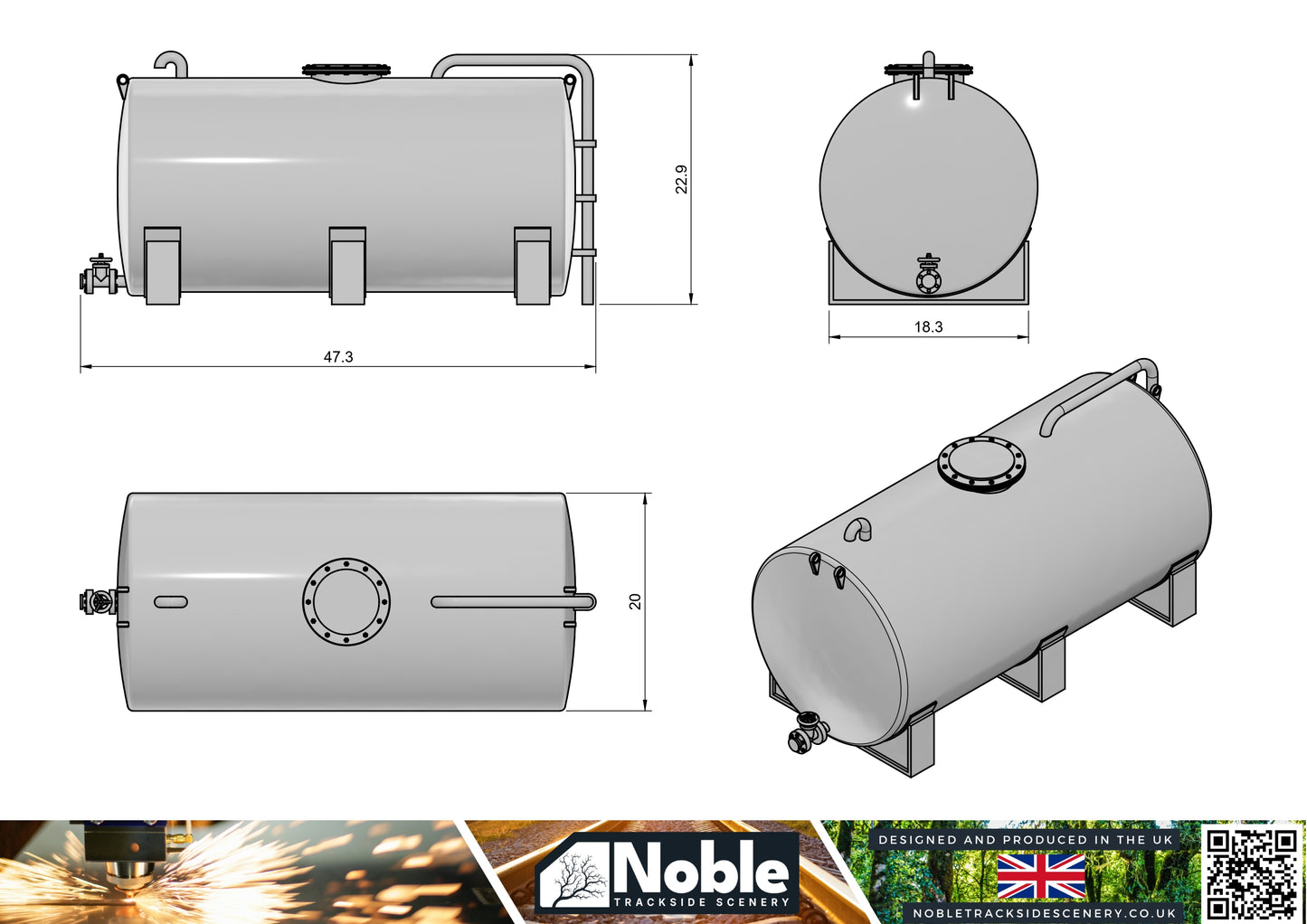 Fuel Diesel Oil Storage Tank - OO Gauge 1:76 (Pack of 2) | Model Railway Scenery