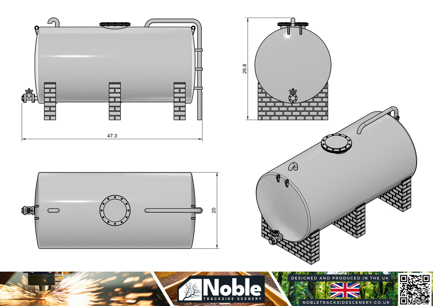 Fuel Diesel Oil Storage Tank - OO Gauge 1:76 (Pack of 2) | Model Railway Scenery