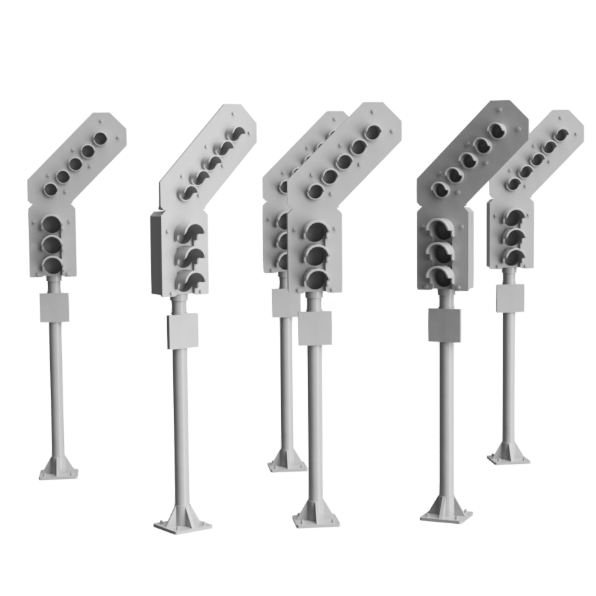 3 Aspect feather Signal - OO Gauge 1:76 (Pack of 6) | Model Railway Scenery