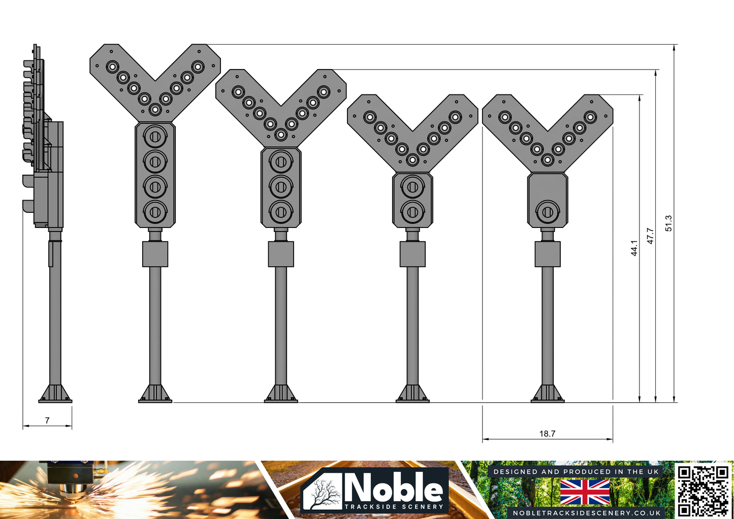 1,2,3&4 Aspect Signals - TT Gauge 1:100 Pack of 6 Model Railway Scenery