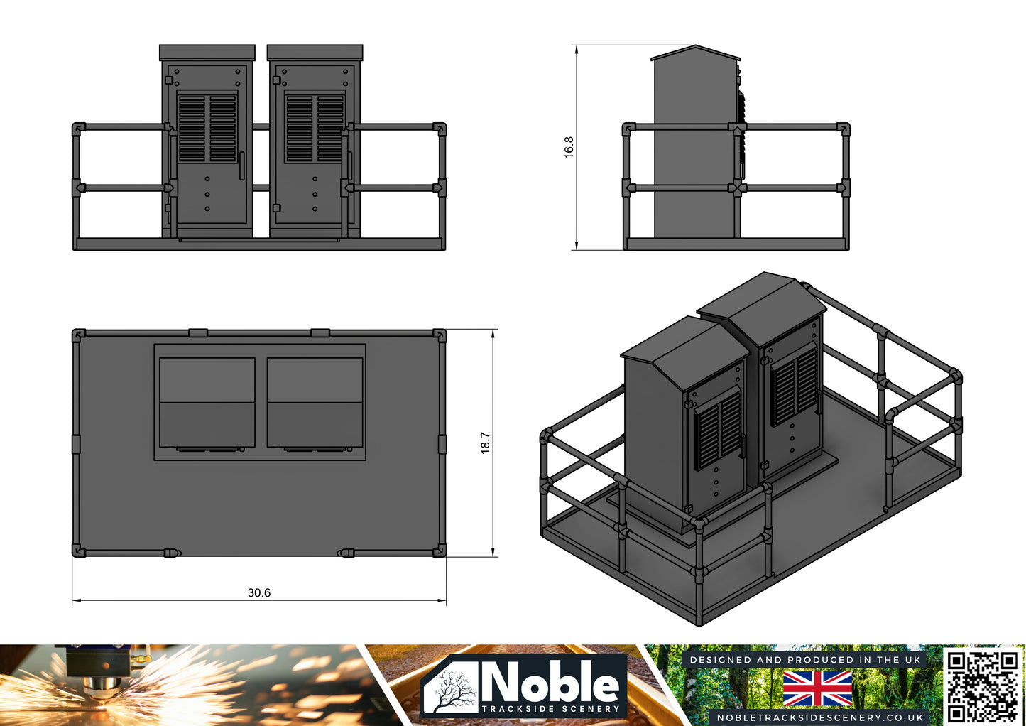 Lineside Electrical Cabinets - OO Gauge 1:76 (Pack of 2) | Model Railway Scenery