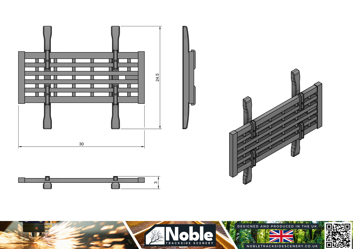 TPWS grids - O Gauge 1:43 (Pack of 4) | Model Railway Scenery