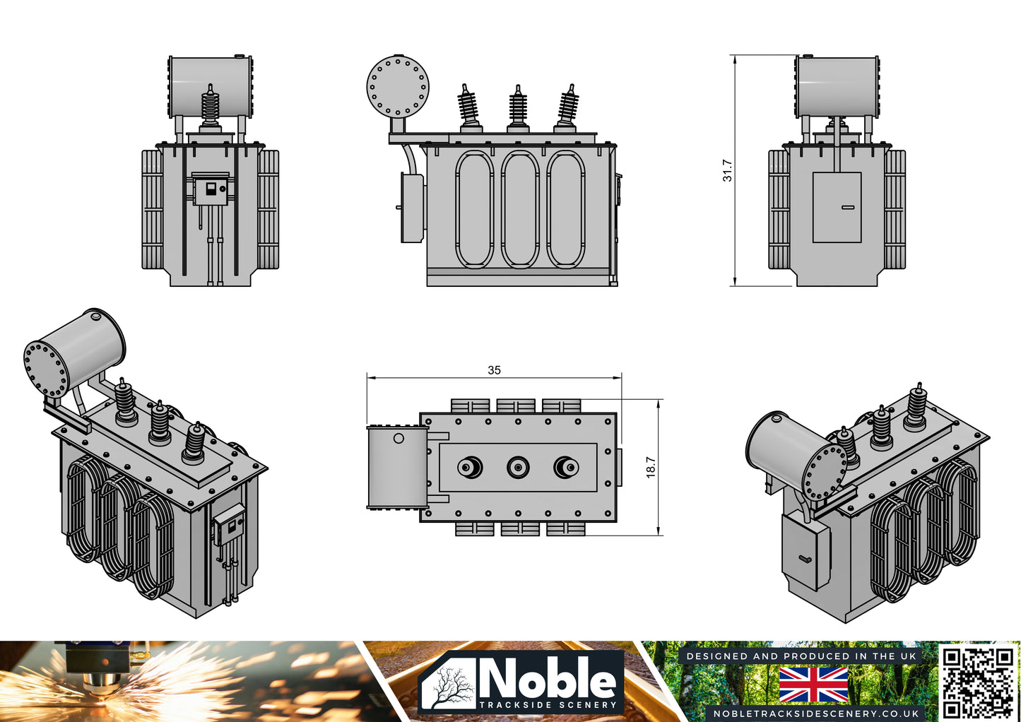 Electrical substation transformer - OO Gauge 1:76 (Pack of 2) | Model Railway Scenery