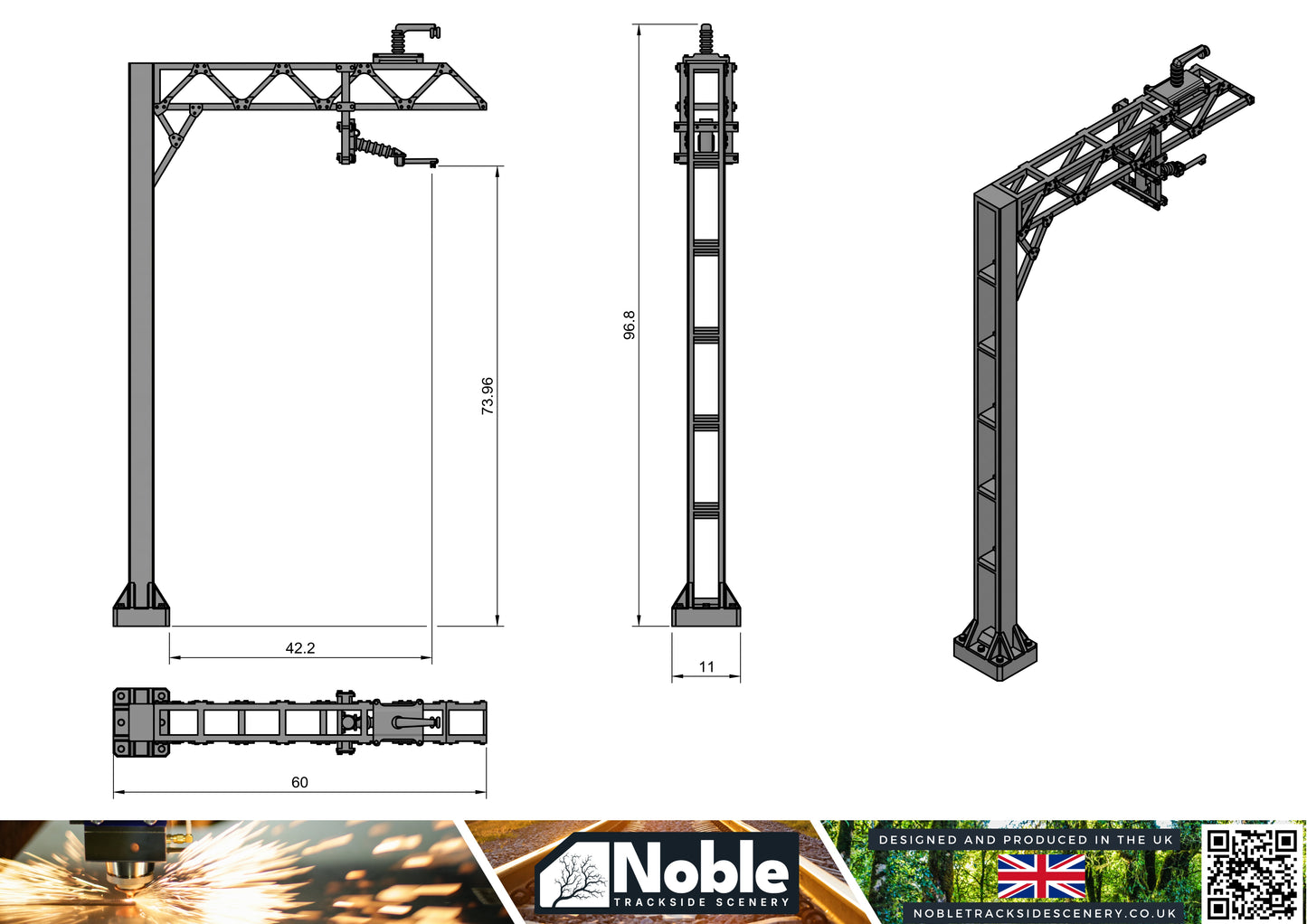 Single OLE Catenary - Model Railway layout Scenery OO gauge 1:76