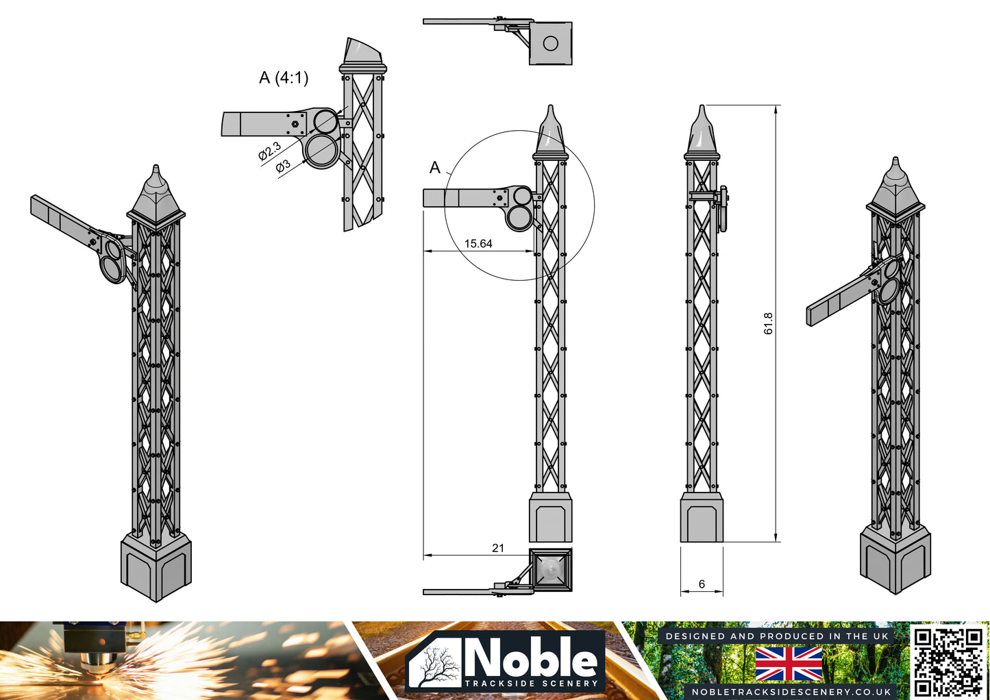 Semaphore Signal - OO Gauge 1:76 (Pack of 4) | Model Railway Scenery