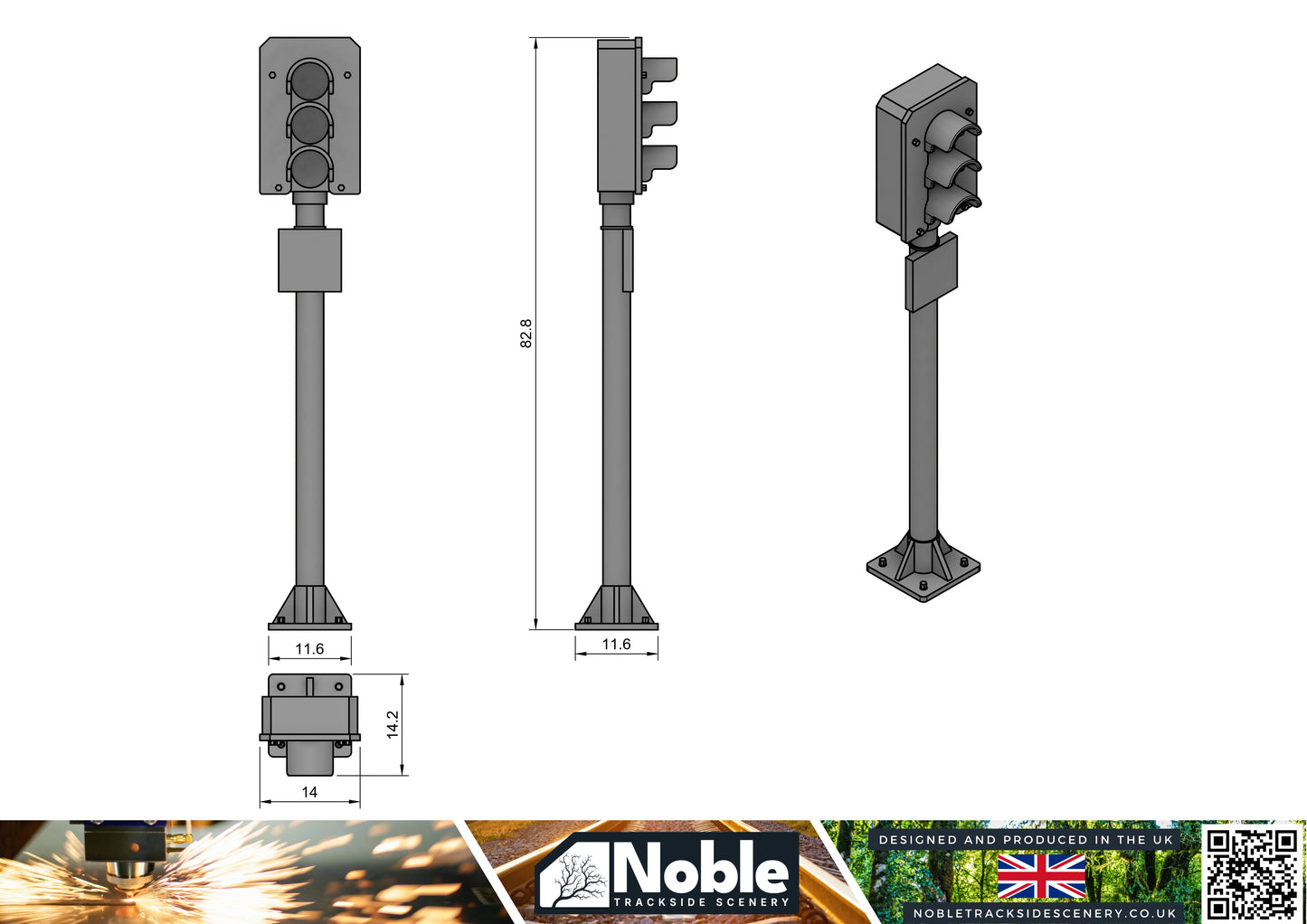 Share 3 Aspect Signal - O Gauge 1:43 (Pack of 6) | Model Railway Scenery