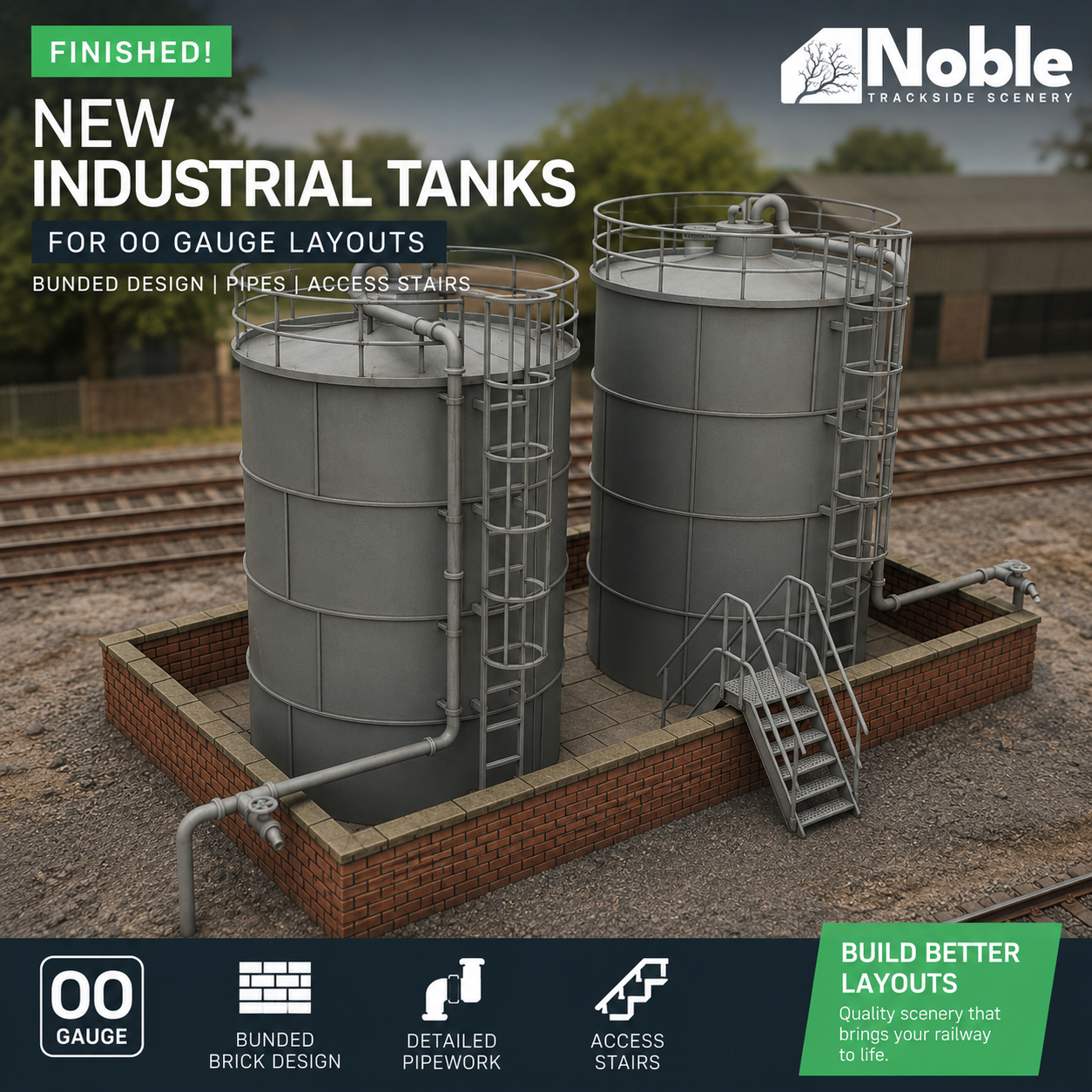 OO Gauge Industrial Fuel Storage Tanks Depot Pipework Scenery 1:76