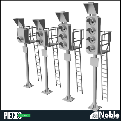 Aspect Signals with platform and ladder | OO Gauge 1:76 (Pack of 2) | Model Railway Scenery