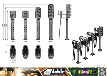 Aspect Signals with platform and ladder | OO Gauge 1:76 (Pack of 2) | Model Railway Scenery