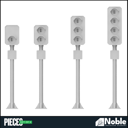 1,2,3&4 Aspect Signals - TT Gauge 1:100 Pack of 6 Model Railway Scenery