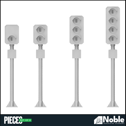 1,2,3&4 Aspect Signals - TT Gauge 1:100 Pack of 6 Model Railway Scenery