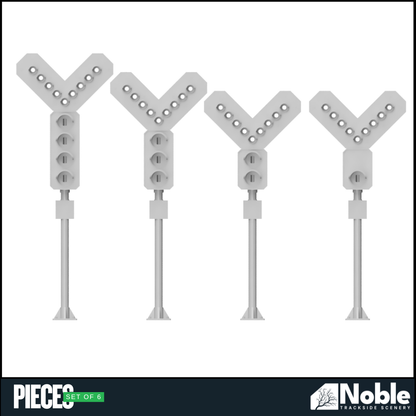 1,2,3&4 Aspect Signals - TT Gauge 1:100 Pack of 6 Model Railway Scenery
