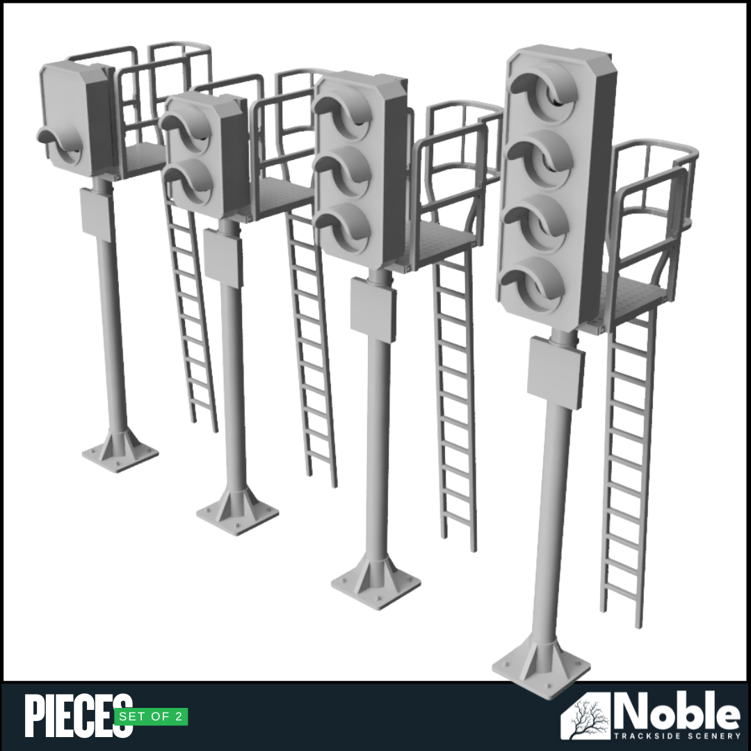 Aspect Signals with platform and ladder | OO Gauge 1:76 (Pack of 2) | Model Railway Scenery