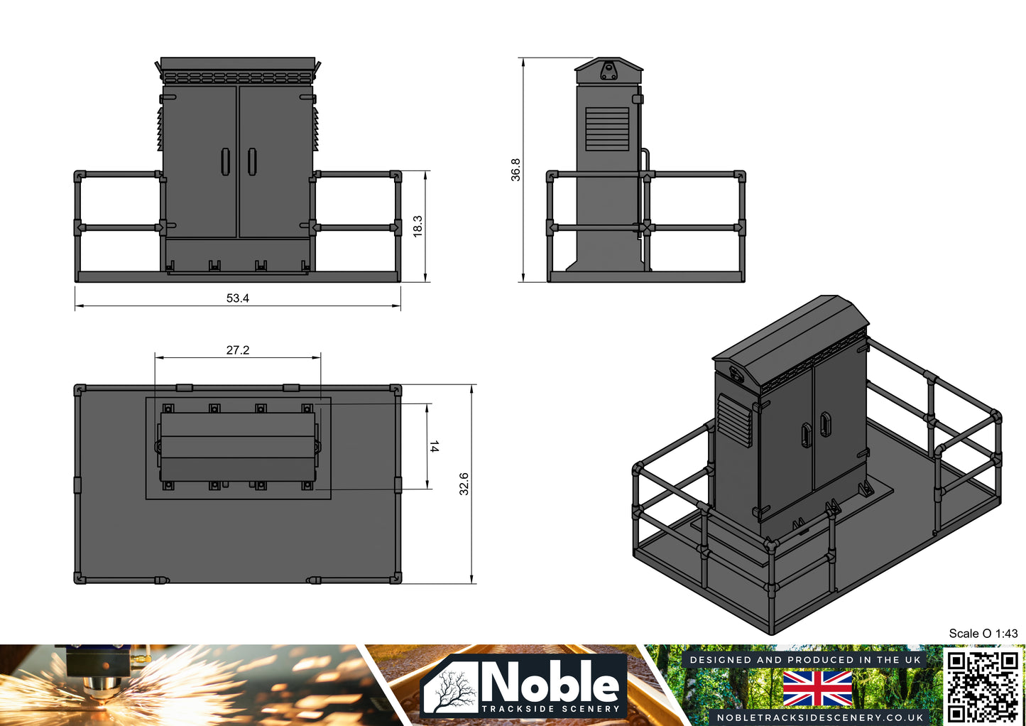 Lineside Electrical Cabinets - O Gauge 1:43 (Pack of 2) | Model Railway Scenery