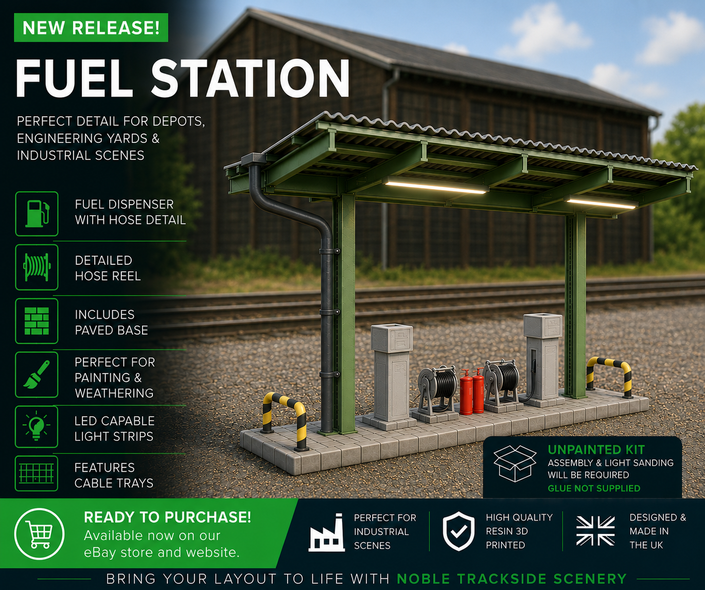 OO Gauge Fuel Station Industrial Depot Refuelling Point Model Railway Scenery