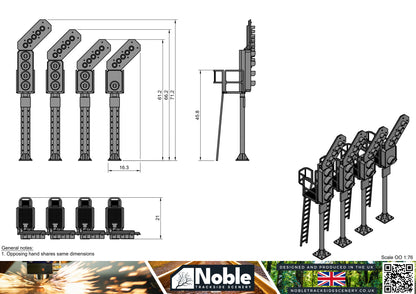 Aspect Signals with platform and ladder | OO Gauge 1:76 (Pack of 2) | Model Railway Scenery