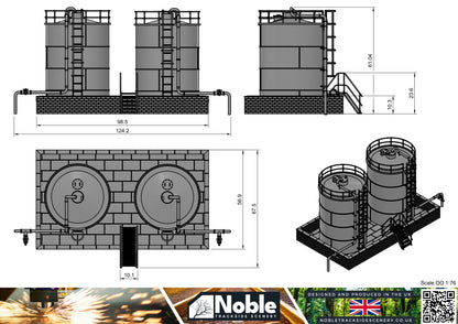 OO Gauge Industrial Fuel Storage Tanks Depot Pipework Scenery 1:76