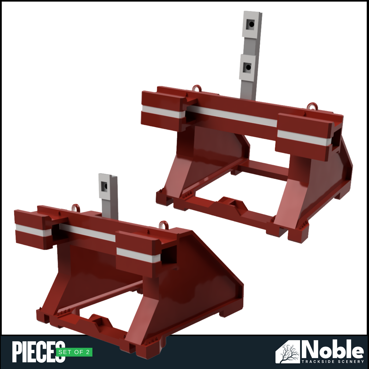 Model railway scenery - Buffer Stop with stop light mast OO Gauge 1:76 Scale - Pack of 2