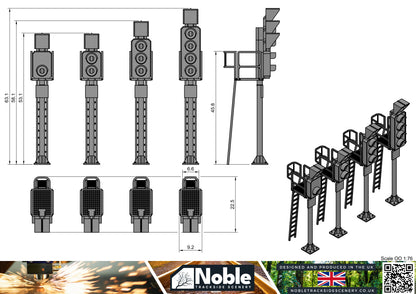 Aspect Signals with platform and ladder | OO Gauge 1:76 (Pack of 2) | Model Railway Scenery