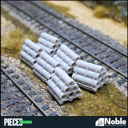 Model Railway layout Miniature Scenery palletised pipes 1:76 OO gauge Pack of 6