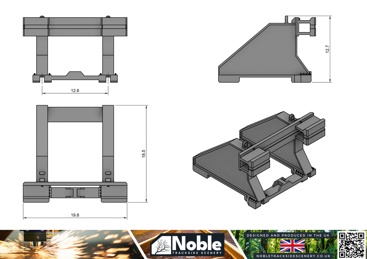 Modern Buffer Stop TT Gauge 1:120 (Pack of 2) | Model Railway Scenery
